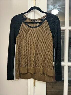 rag & bone Black and olive Brown Mesh Sweater - incredibly soft!! Size S EUC